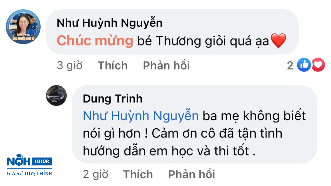 Niềm hạnh phúc từ phía gia đình học viên gia sư của NQH TUTOR