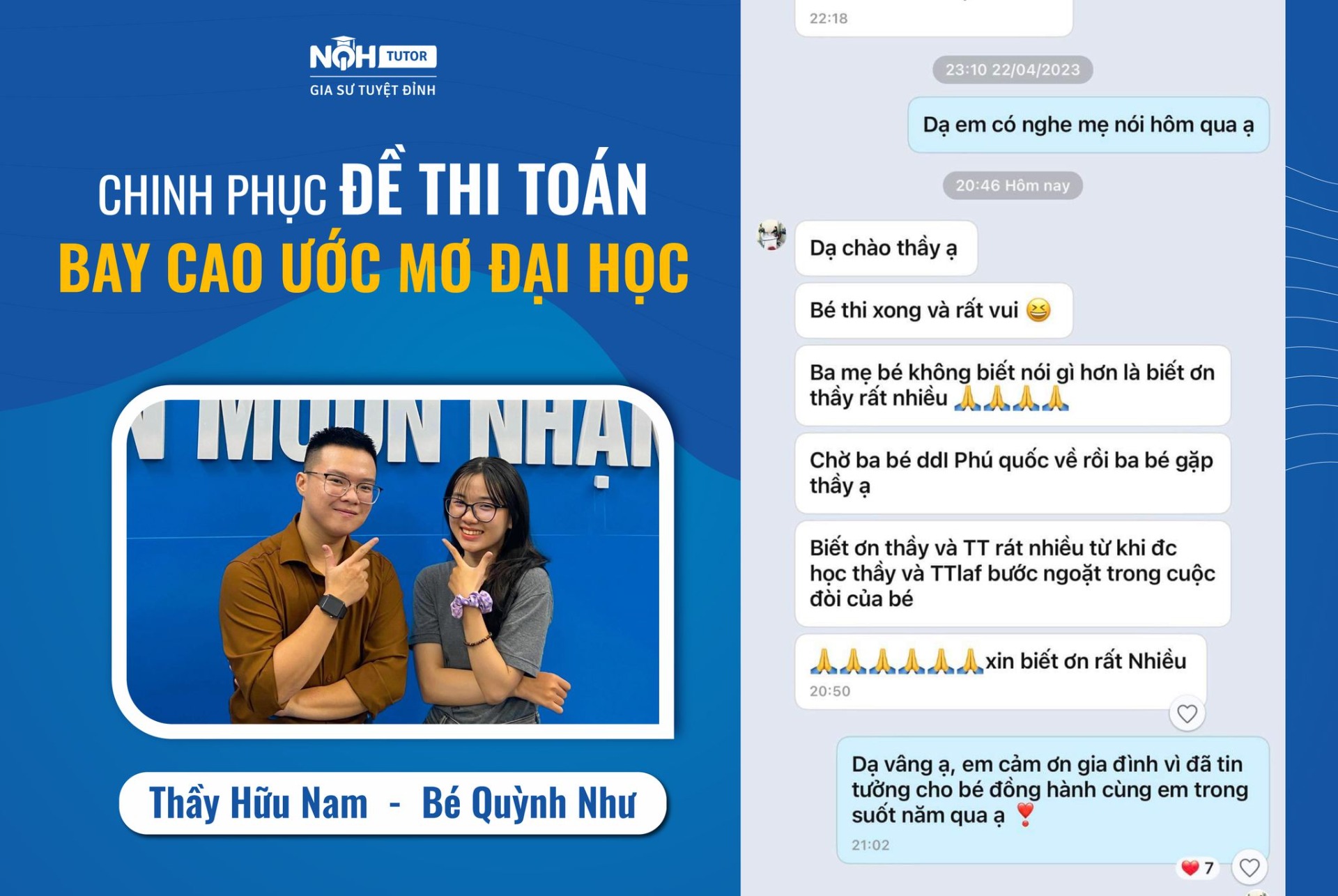 Thành Tích Gia Sư: Chinh Phục Đề Thi Toán - Bay Cao Ước Mơ Đại Học